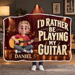 Custom Name Young Guitarist Gifts for Kids - Personalized Snuggle Blanket