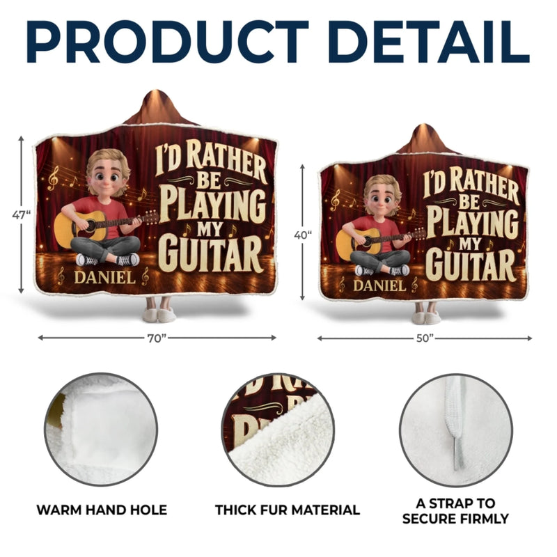 Custom Name Young Guitarist Gifts for Kids - Personalized Snuggle Blanket