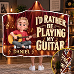Custom Name Young Guitarist Gifts for Kids - Personalized Snuggle Blanket