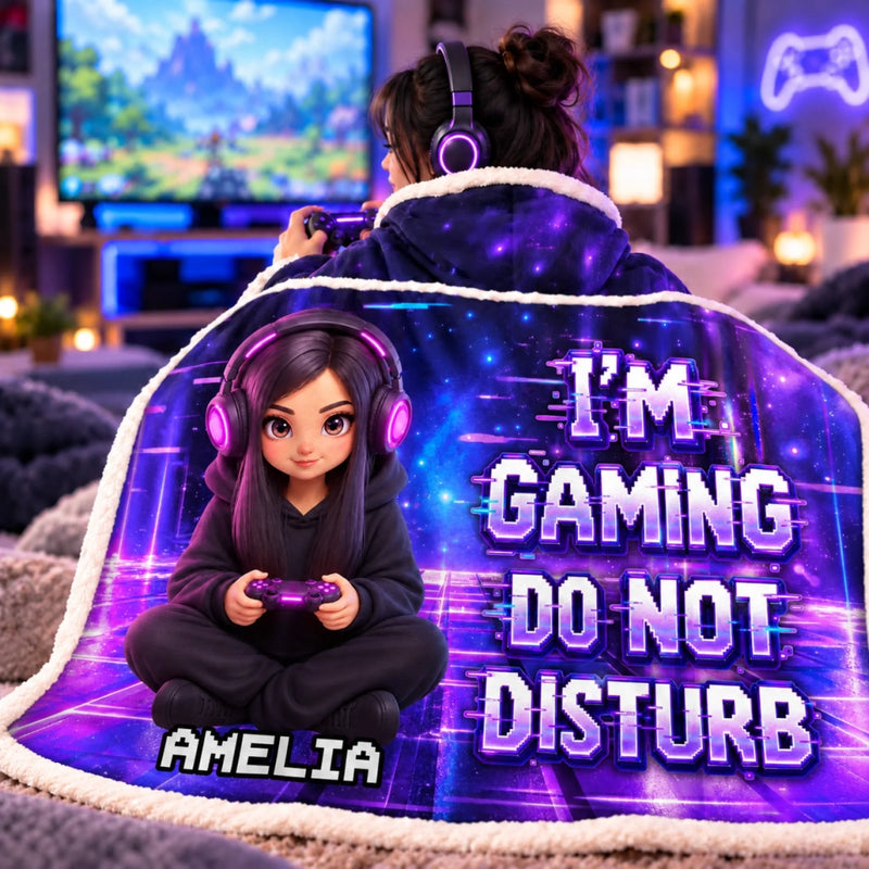 Custom Photo Do Not Disturb Gifts For Gamers, Gaming Lovers - Personalized Snuggle Blanket