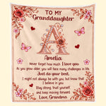Custom Name Initial Floral Love Gifts for Daughter and Granddaughter - Personalized Blanket