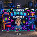 Custom Arcade Gamer Gifts for Kids - Personalized Snuggle Blanket