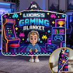 Custom Arcade Gamer Gifts for Kids - Personalized Snuggle Blanket