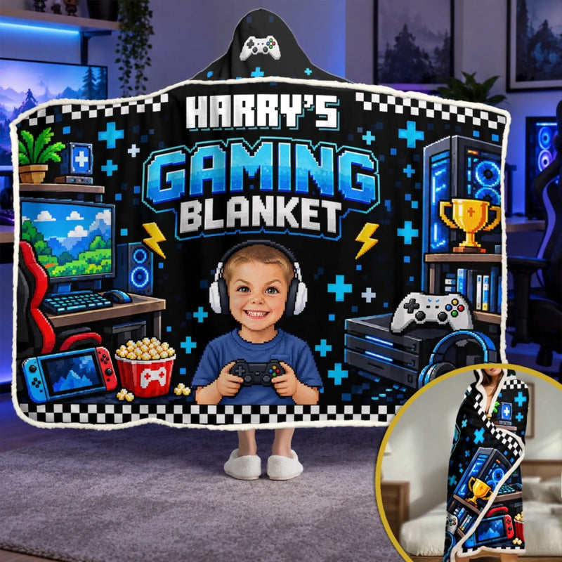 Custom Photo Gaming Gifts for Kids - Personalized Snuggle Blanket