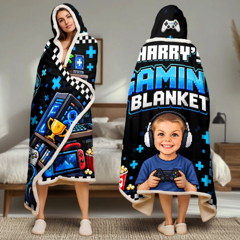 Custom Photo Gaming Gifts for Kids - Personalized Snuggle Blanket