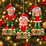Custom Photo Grandchildren As Elves Family Christmas Gifts For Grandma, Grandpa - Personalized Acrylic Ornament