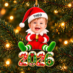 Custom Photo Christmas Elf Couple Gifts - Personalized Acrylic Ornament