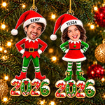 Custom Photo Christmas Elf Bestie Gifts - Personalized Acrylic Ornament