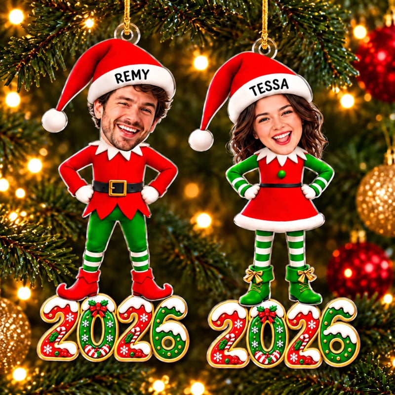 Custom Photo Christmas Elf Bestie Gifts - Personalized Acrylic Ornament