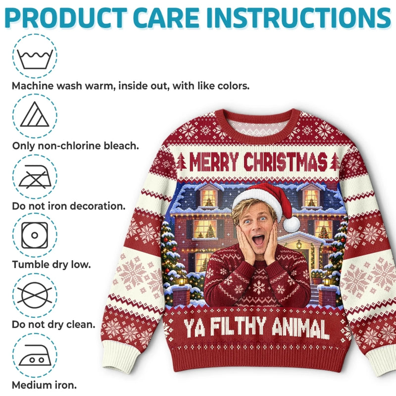 Custom Photo Funny Christmas Gifts for Men - Personalized Ugly Sweatshirt