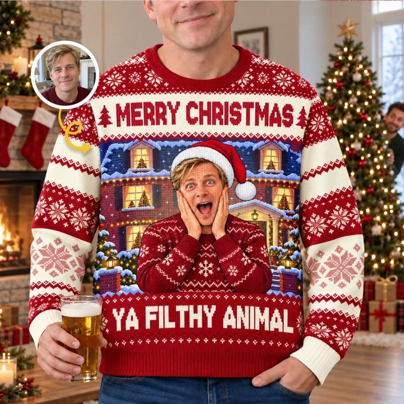 Custom Photo Funny Christmas Gifts for Men - Personalized Ugly Sweatshirt