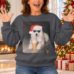Custom Pet Photo Santa Coffee Christmas Gifts For Dog And Cat Lovers - Personalized Crewneck Pullover Sweatshirt