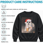 Custom Pet Photo Santa Coffee Christmas Gifts For Dog And Cat Lovers - Personalized Crewneck Pullover Sweatshirt