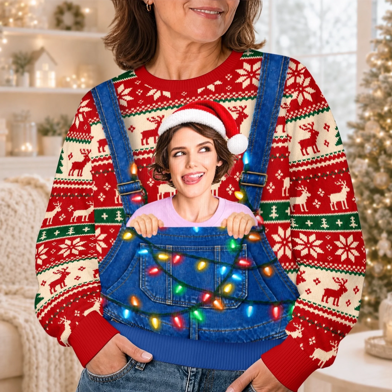 Custom Photo Christmas Gifts for Couples - Personalized Ugly Sweatshirt