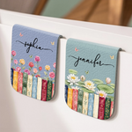 Custom Name Floral Book Lover Gifts - Personalized Leather Magnetic Bookmark