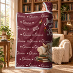 Custom Name Book Lover Gifts for Girls - Personalized Snuggle Blanket