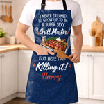 Custom Name Funny Grill Master Gifts - Personalized Apron With Pocket