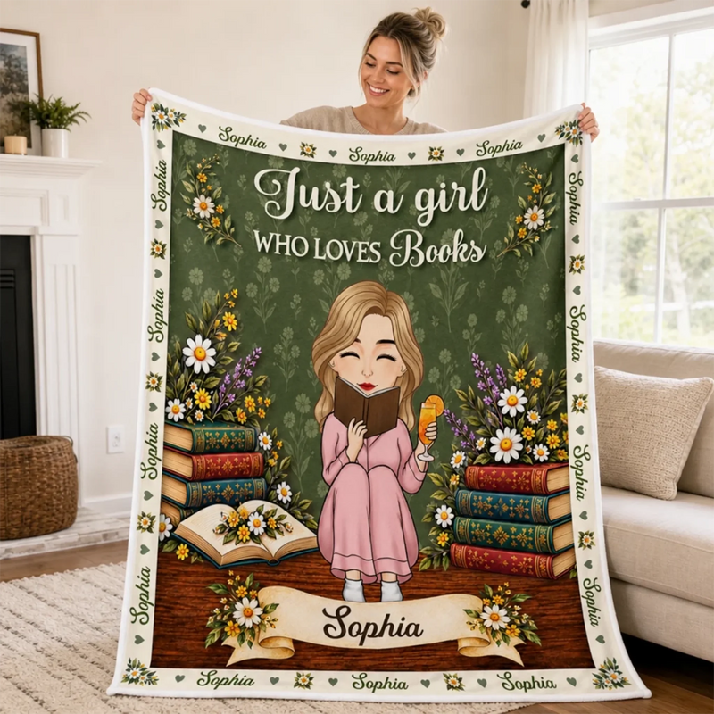 Custom Name Floral Storytime Gifts for Young Readers - Personalized Blanket