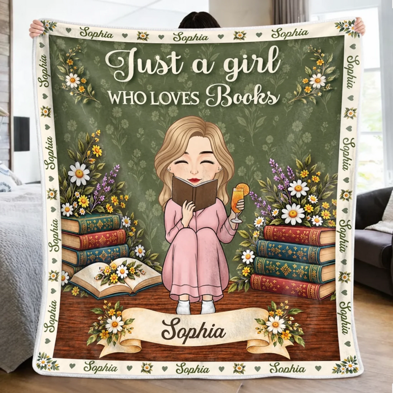 Custom Name Floral Storytime Gifts for Young Readers - Personalized Blanket