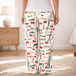 Custom Name Grandma Grandpa Bow Christmas Gifts - Personalized Pajamas Pants