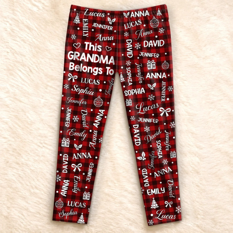 Custom Name Grandma Grandpa Buffalo Plaid Christmas Gifts - Personalized Pajamas Pants