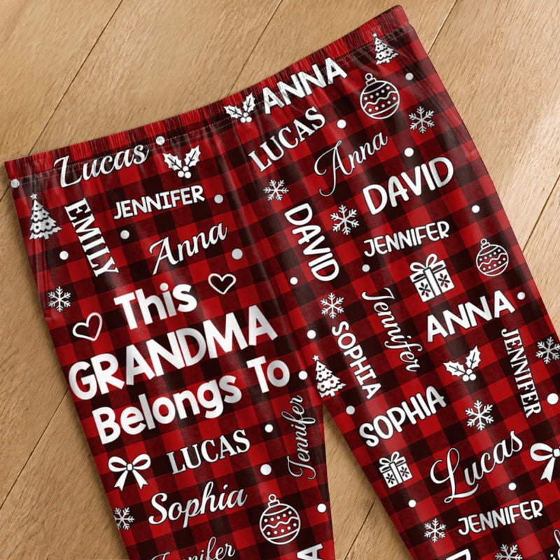 Custom Name Grandma Grandpa Buffalo Plaid Christmas Gifts - Personalized Pajamas Pants