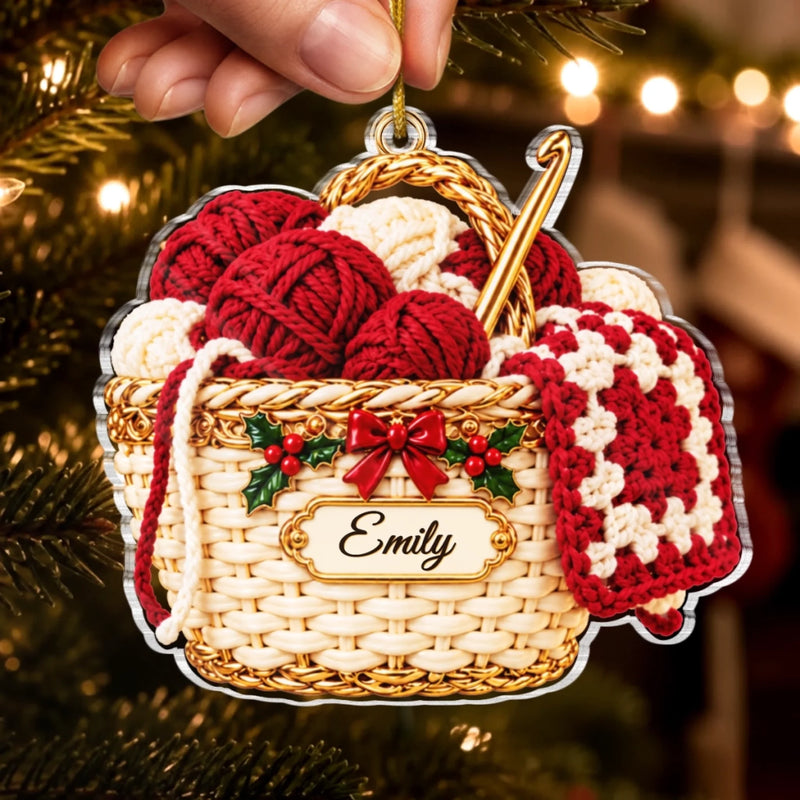 Custom Name Christmas Knitting Gifts For Crafters, Knitters, Crocheters - Personalized Acrylic Ornament