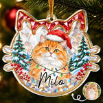 Custom Pet Photo Christmas Gifts For Cat Lovers - Personalized Acrylic Ornament