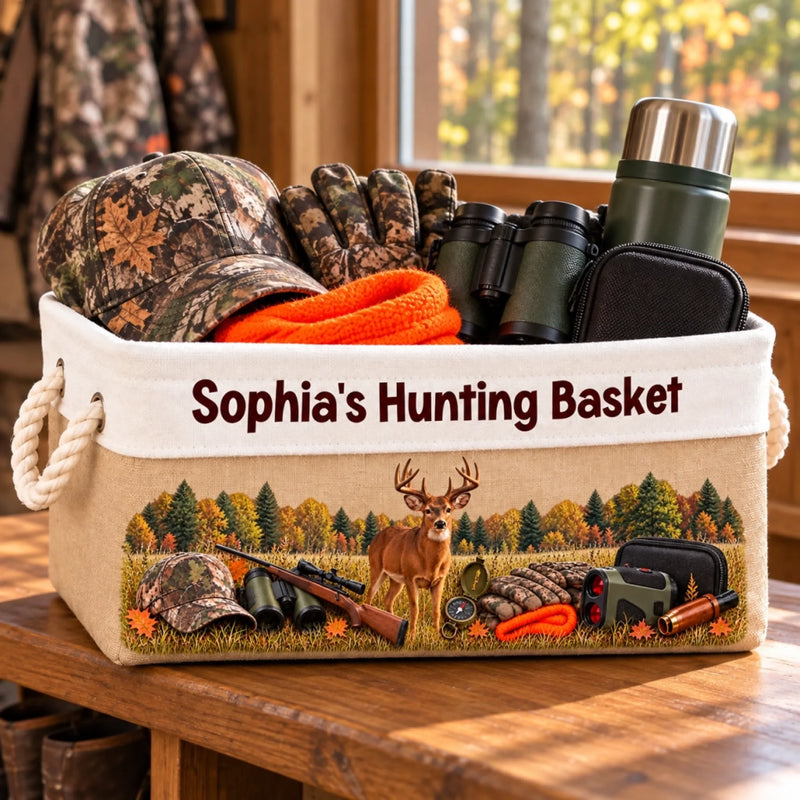 Custom Name Hunting Gifts for Hunters - Personalized Storage Basket