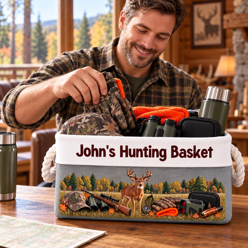 Custom Name Hunting Gifts for Hunters - Personalized Storage Basket