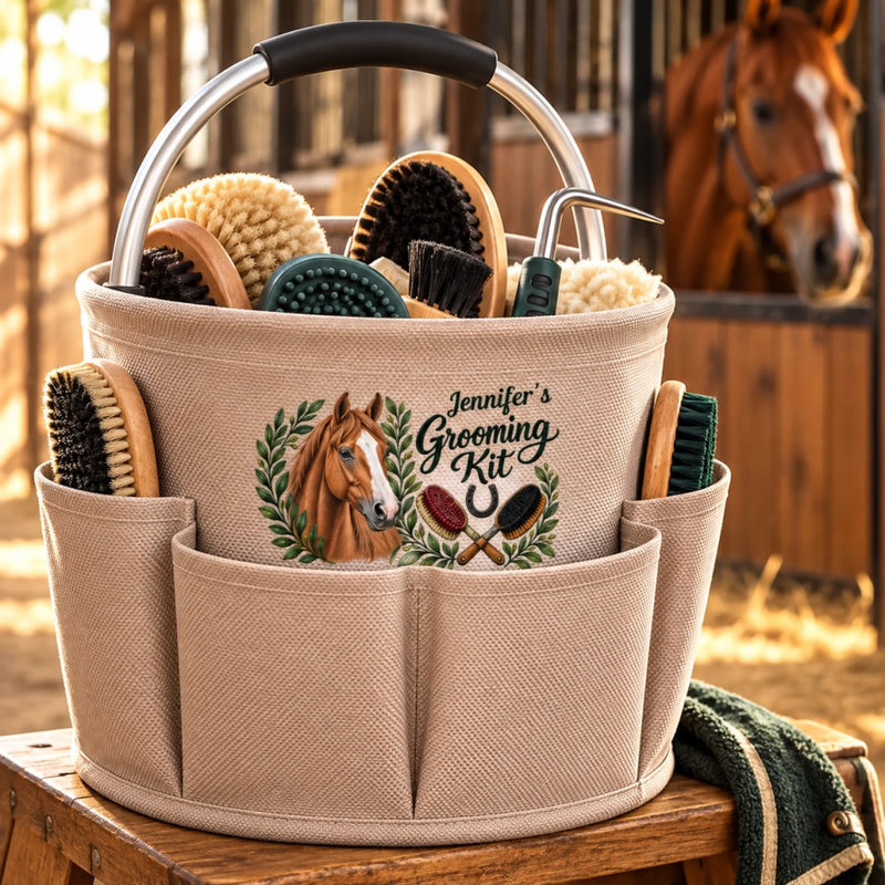 Custom Photo Name Horse Grooming Design For Equestrian Lovers - Personalized Tool Bag