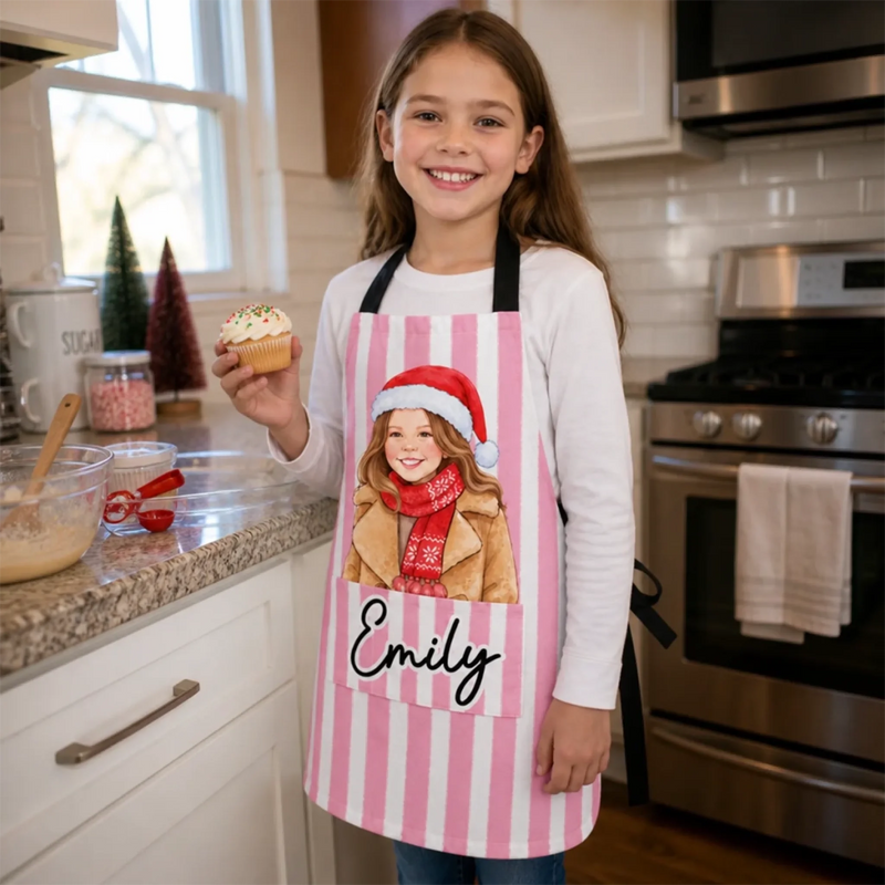 Custom Photo Christmas Gifts For Kids - Personalized Apron With Pocket