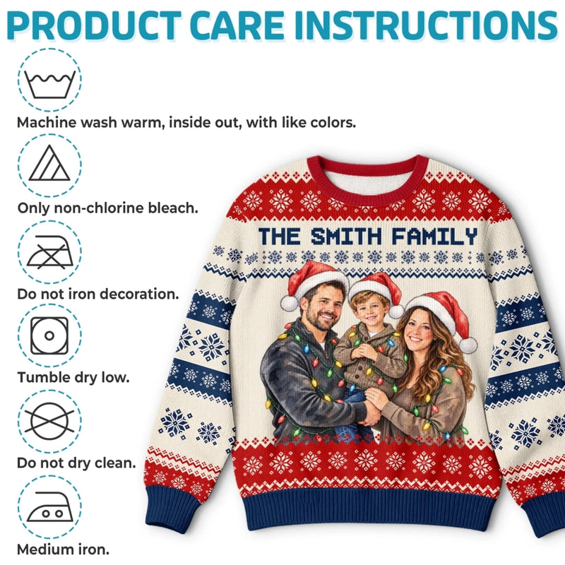Custom Family Photo Christmas Gifts for Families - Personalized Ugly Sweatshirt