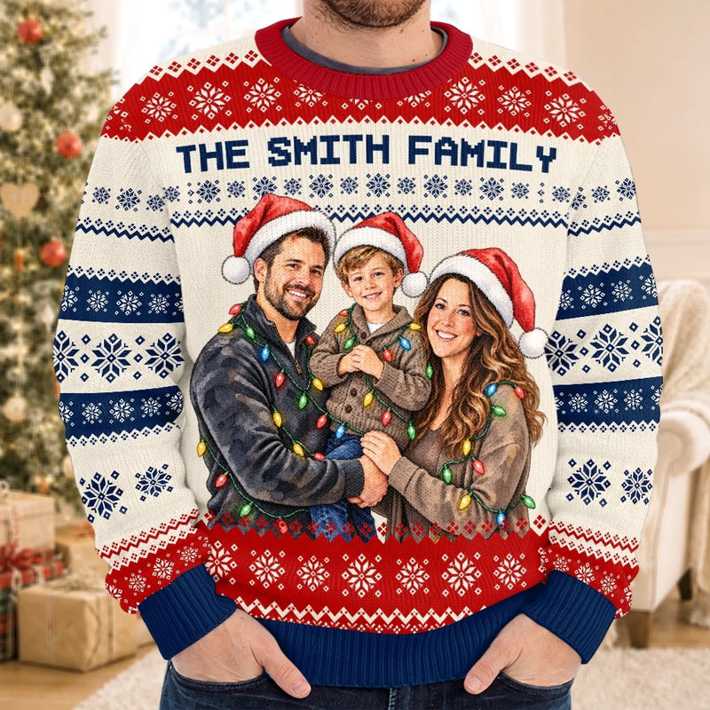 Custom Family Photo Christmas Gifts for Families - Personalized Ugly Sweatshirt