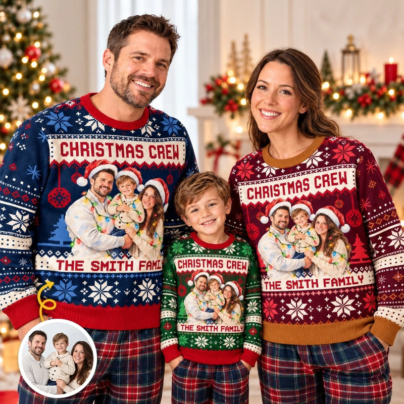 Custom Family Photo Christmas Gifts - Personalized Ugly Sweatshirt