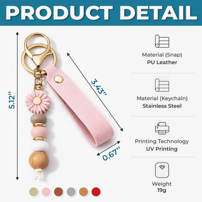 Custom Name Long Distance Friendship Gifts - Personalized Daisy Beaded Keychain