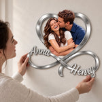 Custom Photo Name Couple Love Gifts For Husband And Wife, Him And Her - Personalized Shaped Metal Sign