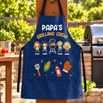 Custom Name Grilling Crew Gifts for Dad - Personalized Apron With Pocket