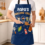 Custom Name Grilling Crew Gifts for Dad - Personalized Apron With Pocket