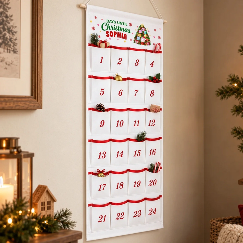 Custom Name Christmas Gifts for Kids - Personalized Fabric Advent Calendar