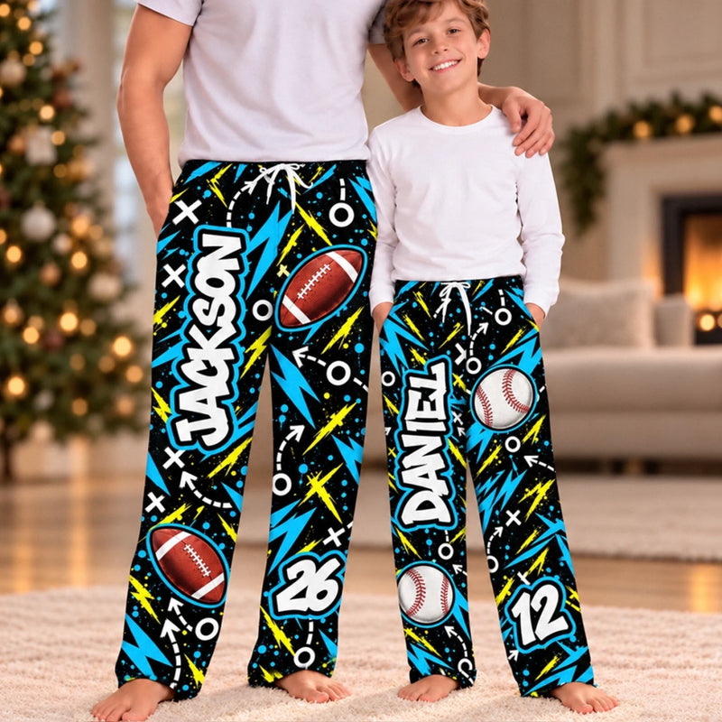 Custom Name and Number Sports Gifts for Families - Personalized Pajamas