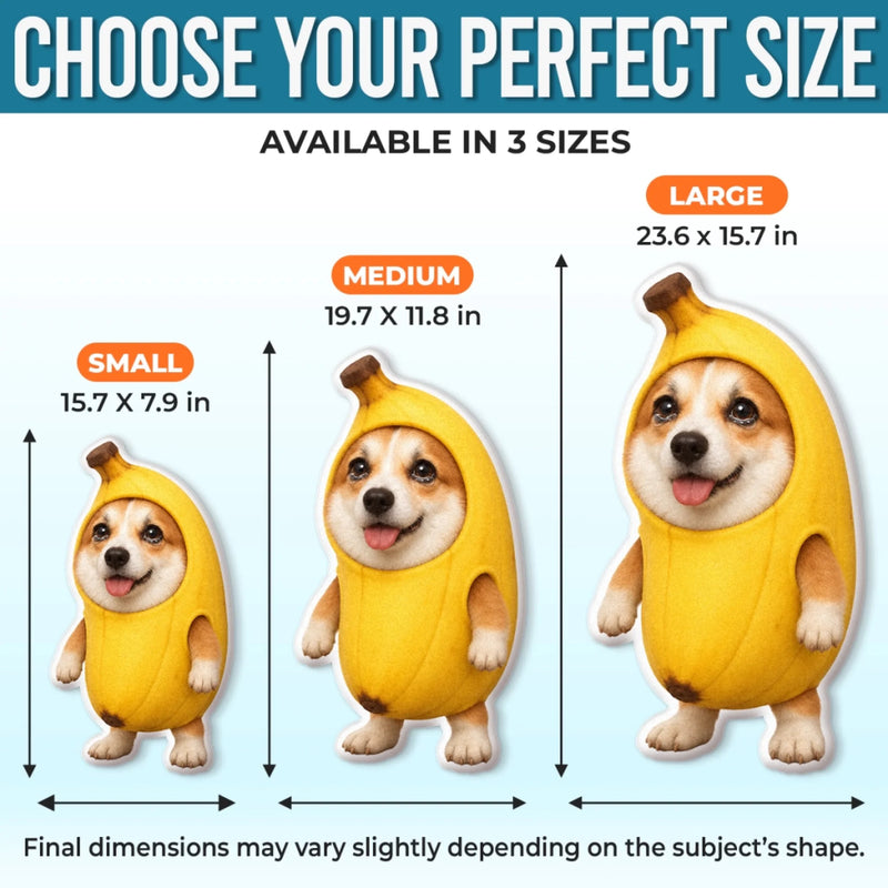 Custom Pet Photo Banana Costume Gifts for Pet Lovers - Personalized Shaped Pillow