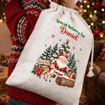 Custom Christmas Character And Name Gifts For Kids - Personalized Drawstring Gift Bag