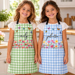 Custom Name Butterfly Floral Gifts For Women And Kids - Personalized Apron With Pocket