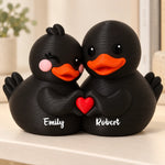 Custom Name Romantic Duck Couple Gifts - Personalized Couple Yellow Duck Figurine