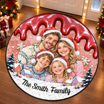 Custom Photo Christmas Family Decor - Personalized Quilted Round Mat