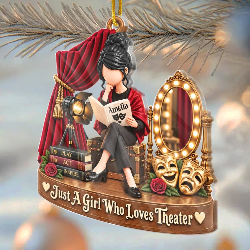 Custom Theater Girl Christmas Gifts for Drama Lovers - Personalized Acrylic Ornament