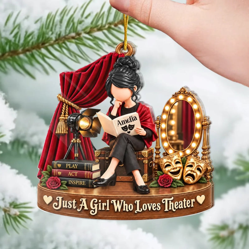 Custom Theater Girl Christmas Gifts for Drama Lovers - Personalized Acrylic Ornament