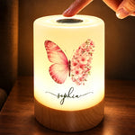Custom Name Butterfly Floral Gifts For Women - Personalized Dimmable Touch Night Light