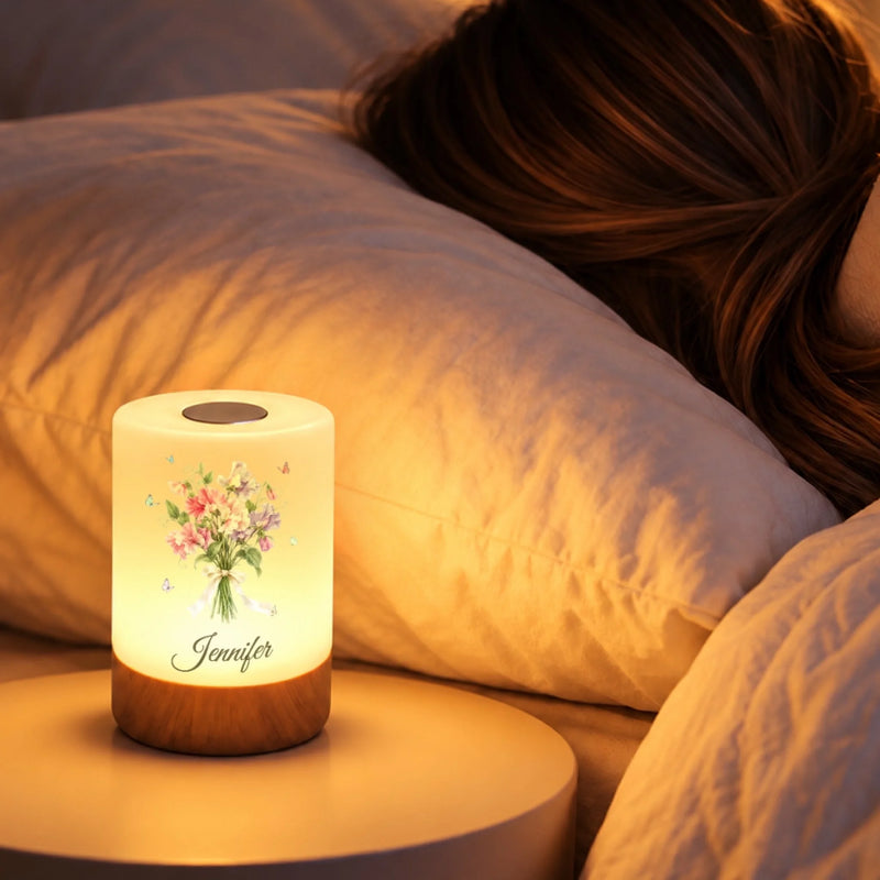 Custom Name Butterfly Bouquet Decor Gifts For Women - Personalized Dimmable Touch Night Light